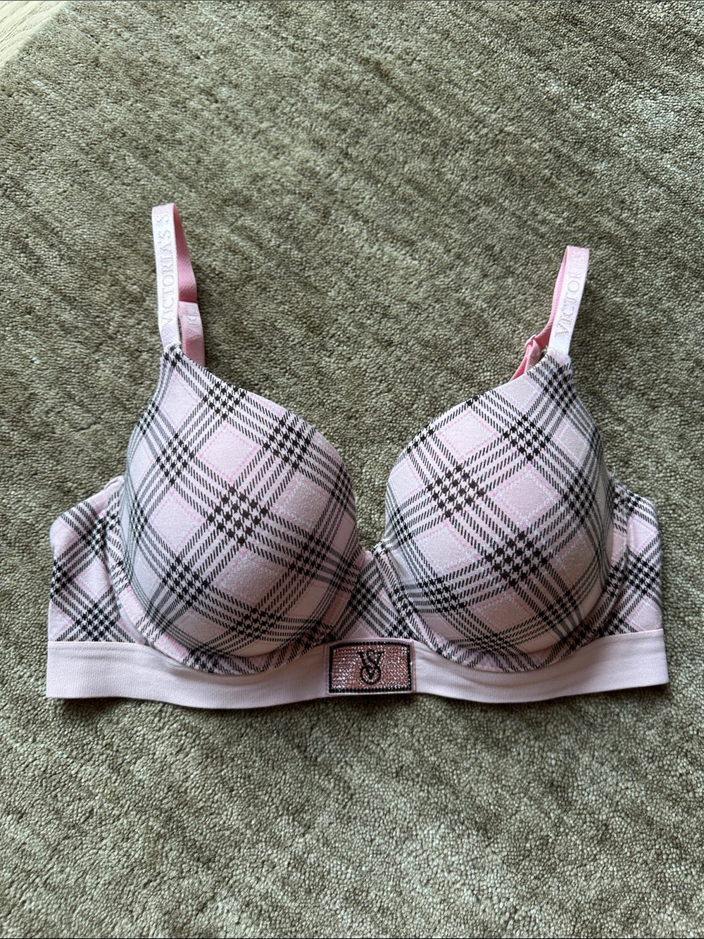 Victoria's Secret T-Shirt Lightly Lined Demi Bra, 36D, Pink Plaid